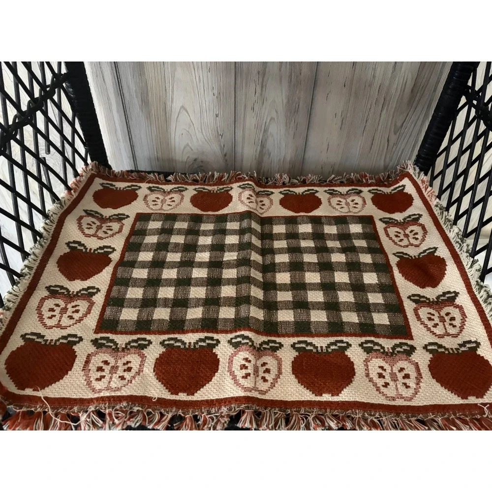 Apple Jacks Spice Woven Tapestry Placemat Fringed Farmhouse Decor 13x18